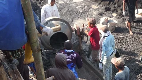 The process of making cement dough for building materials Stock Footage 235874320