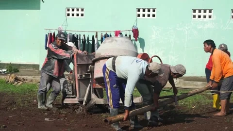 The process of making cement dough for building materials Stock Footage 235874635