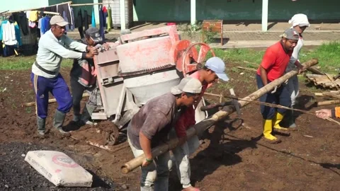 The process of making cement dough for building materials Stock Footage 235874636