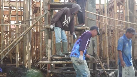 The process of making cement dough for building materials Stock Footage 235875218