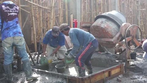 The process of making cement dough for building materials Stock Footage 235875381