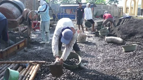 The process of making cement dough for building materials Stock Footage 235875382