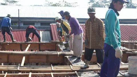The process of making cement dough for building materials Stock Footage 235875471