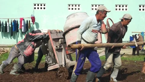 The process of making cement dough for building materials Stock Footage 235875483