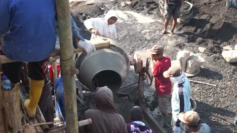 The process of making cement dough for building materials Stock Footage 235875565