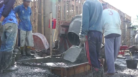 The process of making cement dough for building materials Stock Footage 235875740