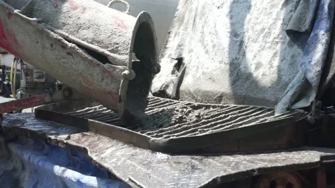 The process of making cement mixture with a cement mixer truck or mill car Stock Footage 236613968