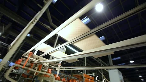 The process of making ceramic tiles. Ceramic tile manufacturing plant. A Stock Footage 321369738