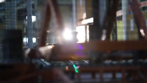 The process of making ceramic tiles. Conveyer line for ceramic tile at plant Stock Footage 321050883