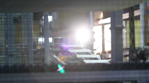 The process of making ceramic tiles. Conveyer line for ceramic tile at plant Stock Footage 321369705