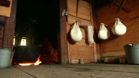 Process of making cheese in the mountains Stock-Footage 71154183
