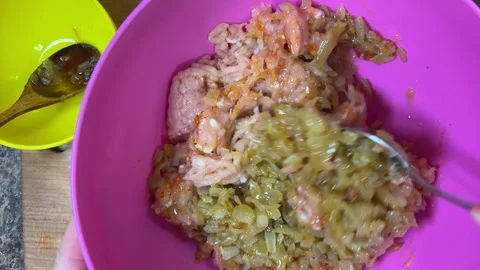 The process of making chicken frikadelles. Stock-Footage 301331154