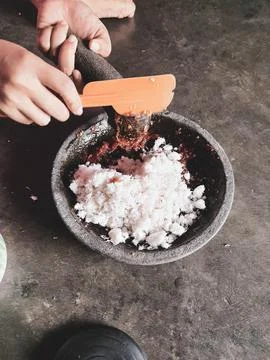 The process of making a chili sauce Stock Photos