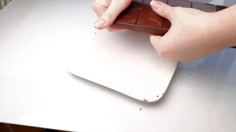 The Process of Making Chocolate Bars Filled with Turkish Pishmaniye Sweets. Stock Footage 303782533