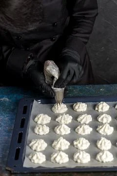 The process of making coconut cookies 스톡 사진