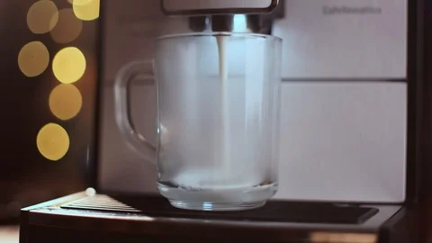 Process of making coffee cappuccino or latte in coffee machine. Ready coffee Video stock 128139253