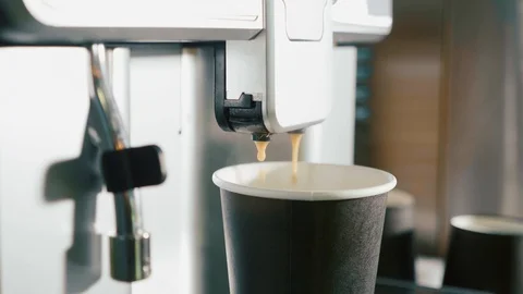 Process of making coffee by coffee machine pour coffee into the cup Stock Footage 91766047