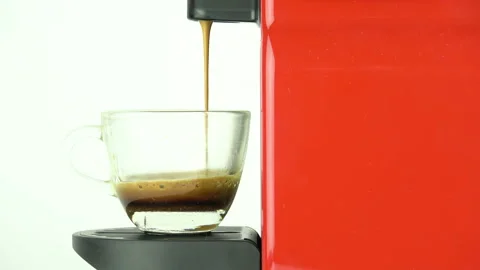Process of making coffee by coffee machine into glass cup, Stock Footage 164241421