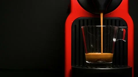 Process of making coffee by coffee machine into glass cup, Stock Footage 166602290