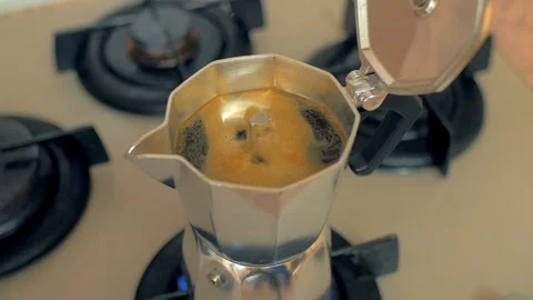 Process of making coffee, Italian espresso in moka pot. Stock Footage 110714669