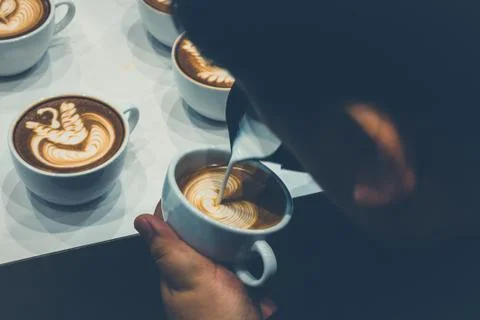 The process of making coffee Stock Photos