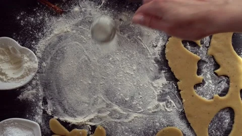 The process of making cookies for Easter. Easter bunny cut from dough. Stock Footage 151041774