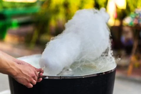 The process of making cotton candy, close-up Fotos Stock