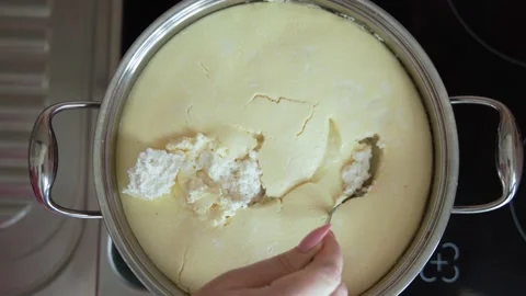 The process of making curd bagels or croissants. Stock Footage 171250866