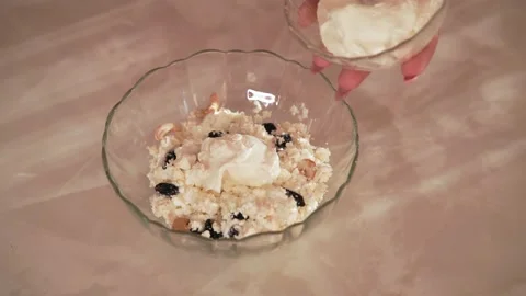 The process of making curd bagels or croissants. The cook boils the cottage Stock Footage 171251566