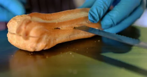 Process of making a delicious bread or dessert on home kitchen. Stock Footage 158212120