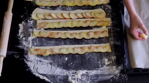 The process of making dessert with apples , homemade cakes . Stock Footage 225288497