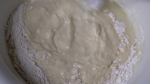 The process of making dough. Cooking, Baking Stock Footage 125612386