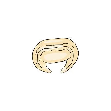 Process of making dumpling from raw dough circle stuffed with meat or vegetables Stock Illustration