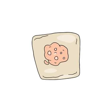 Process of making dumpling from rectangular piece of dough stuffed with meat Stock Illustration