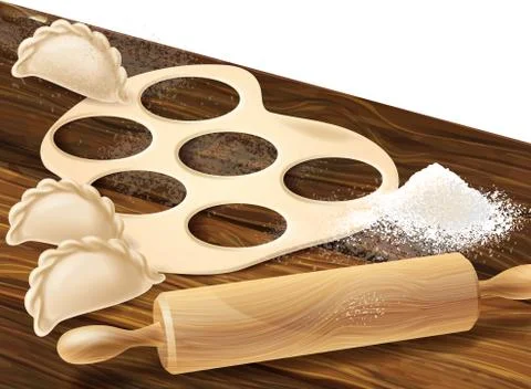 Process of making dumplings vector illustration Illustrazione stock