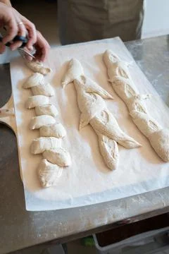 The process of making French traditional bread Stock Photos