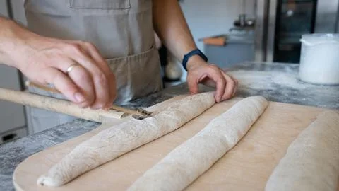 The process of making French traditional bread Stock Photos