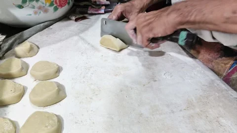 The process of making fried bread buns, or known as Ham Chim Peng, a popula.. Stock Footage 330461755
