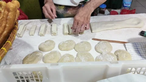 The process of making fried bread or cakwe. Also known as youtiao or cakoi,.. Video stock 330461652