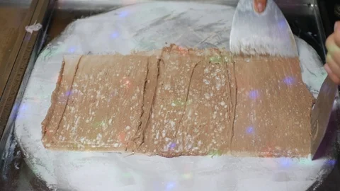 Process of making fried ice-cream dessert by street vendor at asian street food Video stock 104141903