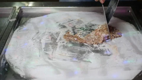 Process of making fried ice-cream dessert by street vendor at asian street food Video stock 104141950