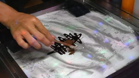 Process of making fried ice-cream dessert by street vendor at asian street food Stock Footage 104142099