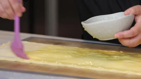 Process of making gata with died fruits 11 Video stock 314982024