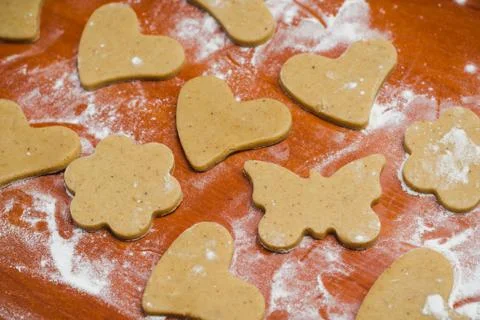 The process of making ginger biscuits, gingerbread Stock-Fotos