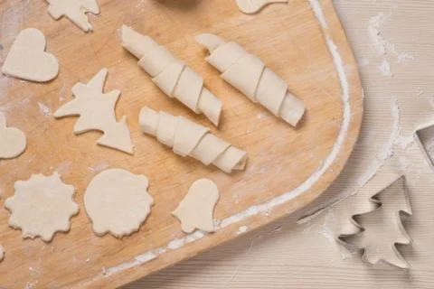 The process of making ginger cookies and bagels. Stock Photos