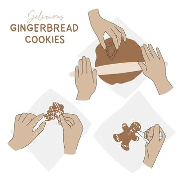 The process of making ginger cookies. Image hands. Illustrazione stock