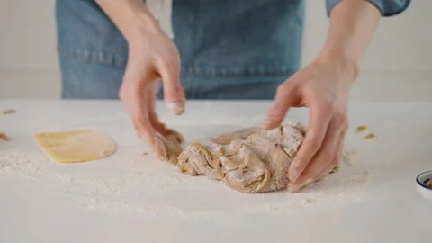 Process of making gingerbread cookies for Christmas. A woman is preparing a Stock Footage 131773503