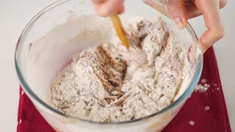 Process of making gingerbread cookies for Christmas. A woman is preparing a Stock Footage 141650079