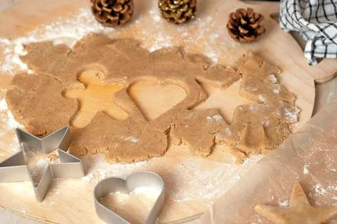 The process of making gingerbread men cookies , christmas cookies Stock Photos