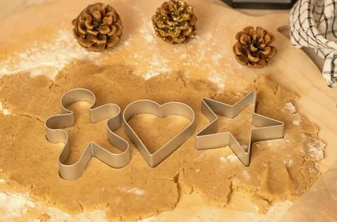 The process of making gingerbread men cookies , christmas cookies Stock Photos